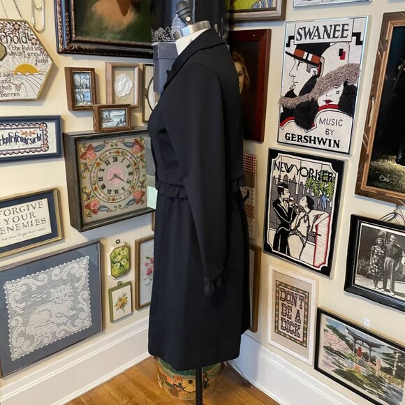 70s Vintage Bleeker St Black Shift Dress with Cropped Rhinestone Button Jacket - Picture 2 of 9